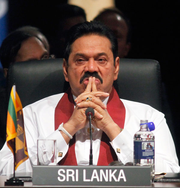 Sri Lanka's President Rajapaksa attends the Executive Session III at the Commonwealth Heads of Government Meeting in Perth