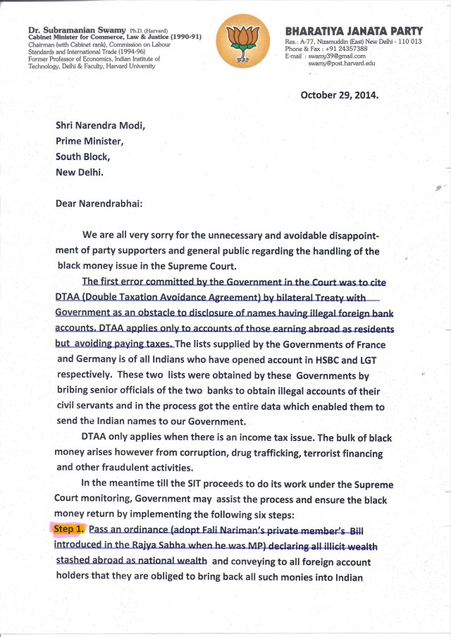 swamy letter to modiji-A