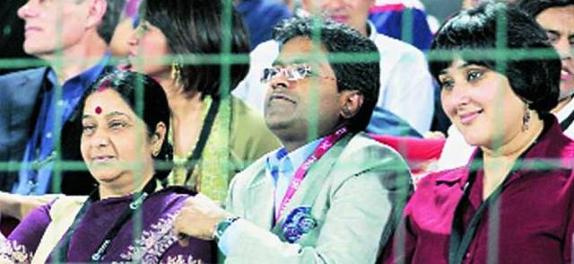 sushma and modi in ipl