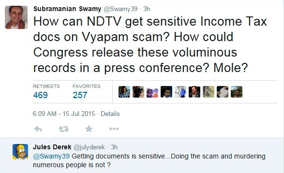 su.swamy twitter on vyapam-2