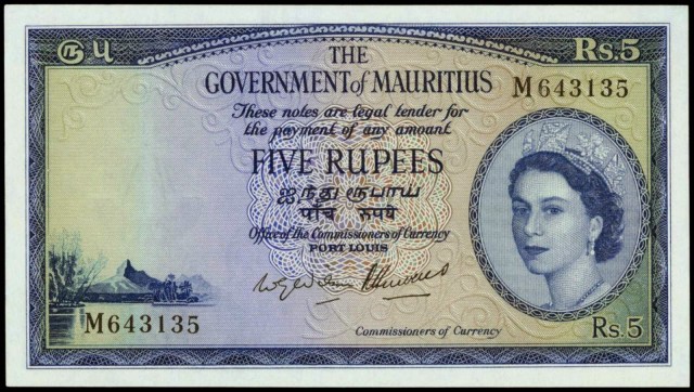 Mauritius 5 Rupees 1954